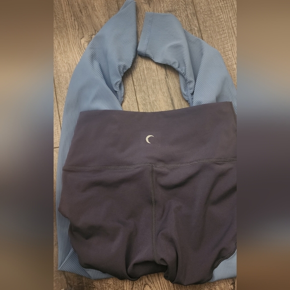 Zyia Active HR Storm Parallel Luxe Blue Gray Ruching Leggings Dance Yoga Block - Picture 4 of 7